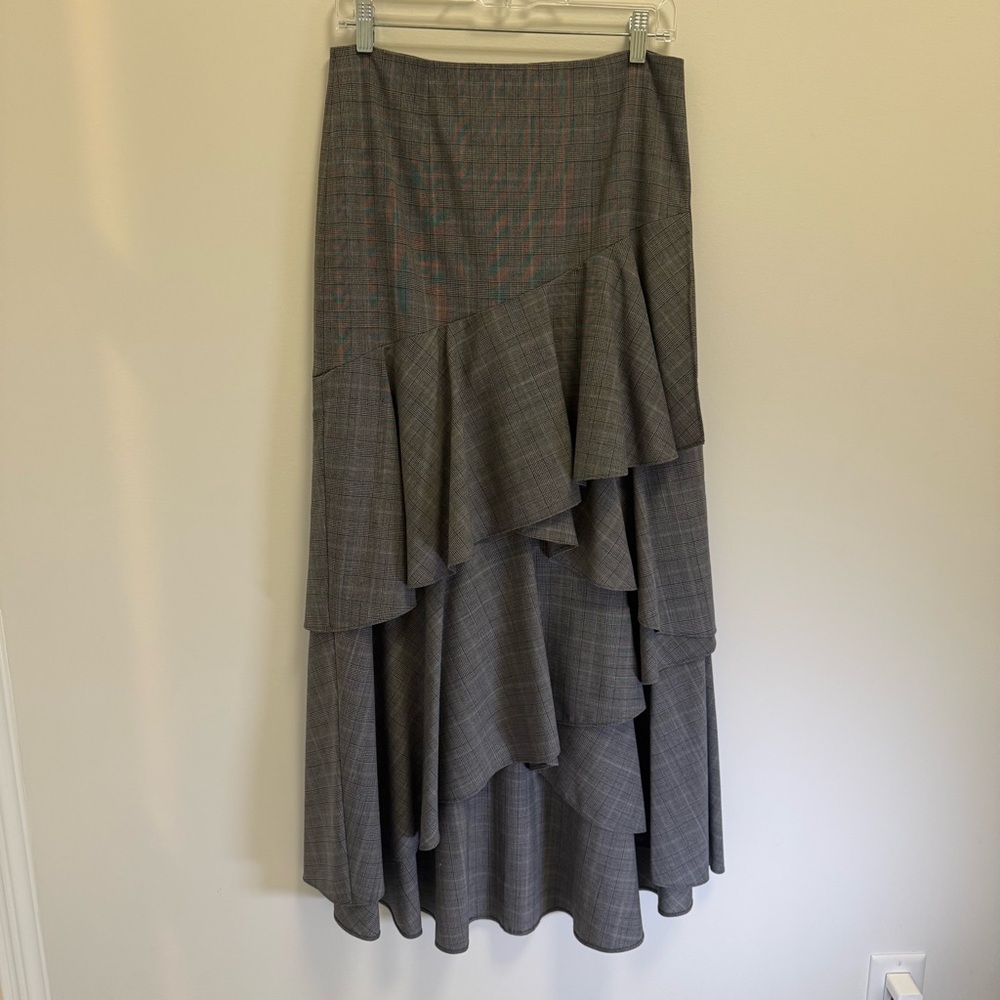Alice + Olivia Martina Plaid Ruffled Skirt
